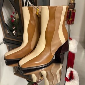 Gianni Bini Tan and Cream Heeled Boots